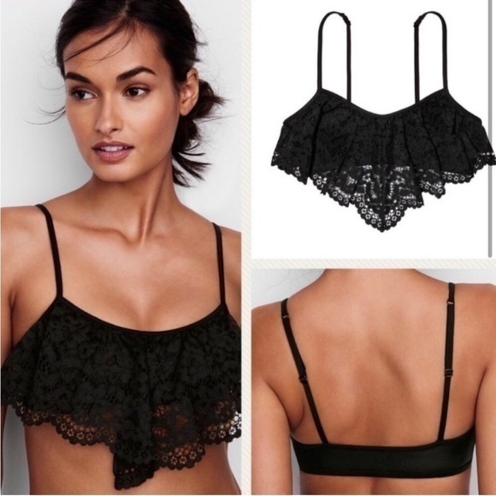 Body by Victoria Secret flutter bandeau bralette Small S Black Brambi